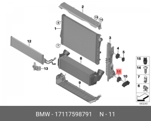 подушка радиатора!\ BMW X5 E70 07-13 17 11 7 598 791 BMW
