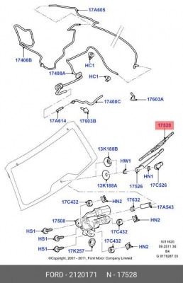 Щетка стеклоочистителя FORD Focus 2 350мм задняя OE 2120171 FORD