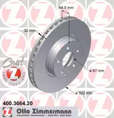 диск тормозной !перед. 322x32/64-5x112 \ MB W204/S204 3.0/3.5 07> 400.3664.20 ZIMMERMANN