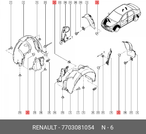 Пистон RENAULT Logan крепления брызговика OE 7703081054 RENAULT
