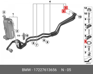 Кольцо уплотнительное BMW маслопровода OE 17 22 7 613 656 BMW