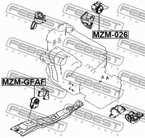 подушка двигателя правая!\ Mazda Mpv LW 99-06 MZM-026 FEBEST
