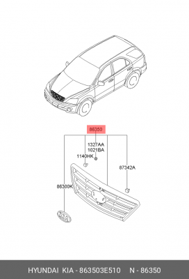 Решетка радиатора KIA Sorento (06-) OE 863503E510 HYUNDAI KIA