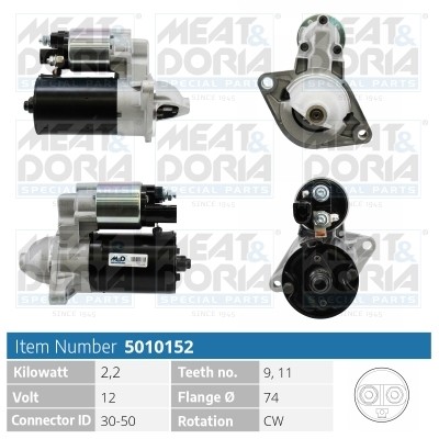 Стартер TOYOTA Rav 4 (01-) (1.8),Corolla (00-02) (1.6) (0.8кВт) MEAT&DORIA 5010152 MEAT DORIA