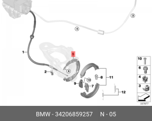 фиксирующее кольцо тормозных колодок !\BMW X5 E70/F15/F85, X6 E71/E72 Hybrid 34 20 6 859 257 BMW