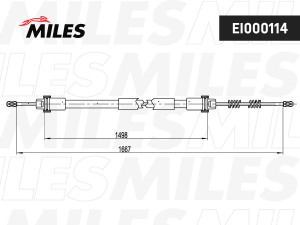 Трос стояночного тормоза c ГУР (1667mm) RENAULT LOGAN EI000114 EI000114 MILES