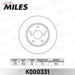 Диск тормозной передний TOYOTA AURIS / COROLLA (E15) 1.4/1.6 07- (TRW DF4810) K0 K000331 MILES