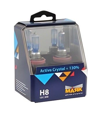 Лампа галогенная H8 12V 35W "Маяк" Active Crystal (+130%) (2 шт.) 72820AC130 MAYAK