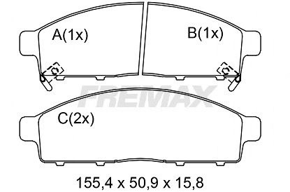 колодки дисковые передние! 155.4x50.9x16\ Mitsubishi L200 2.5 06> FBP0859 FREMAX