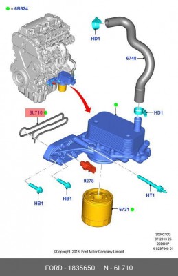 Прокладка FORD Transit корпуса фильтра масляного OE 1 835 650 FORD