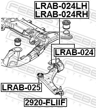 Сайлентблок рычага задний без кроншт (гидравл) LAND ROVER FREELANDER 2 06- LRAB- LRAB-024 FEBEST