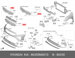 Облицовка радиатора KIA Cerato (18-) (B TYPE) OE 86350M6010 HYUNDAI KIA