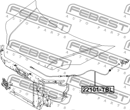 Тросик привода открывания замка капота HYUNDAI GETZ 2002- 12101-TBL 12101-TBL FEBEST