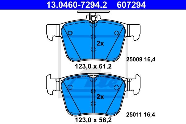 Колодки тормозные VW Golf (17-),Passat (15-) AUDI A3 (17-) SKODA Superb (15-) за 13.0460-7294.2 ATE