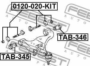 Болт с эксцентриком TOYOTA HIACE KDH2##,LH2##,TRH2## 2005.01-2014.02 0129-020-KI 0129-020-KIT FEBEST