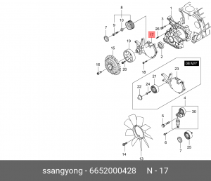 Опора SSANGYONG Actyon (06-),Kyron (05-),Rexton (03-) вискомуфты вентилятора OE 6652000428 SSANG YONG