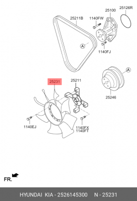 Крыльчатка HYUNDAI HD65,78,County дв.D4DD вентилятора OE 2526145300 HYUNDAI KIA