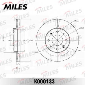 Диск тормозной передний MITSUBISHI GALANT VI R15 9700 (TRW DF4345) K000133 K000133 MILES