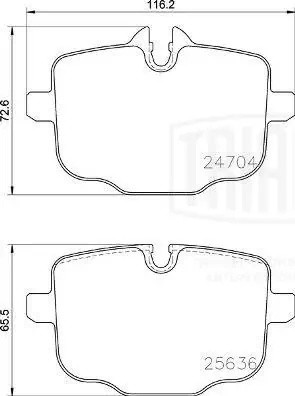 Колодки торм. BMW 5 (G30) (16-)/7 (G11) (15-) диск. зад. (в компл. с датчиком) ( PF4240 TRIALLI