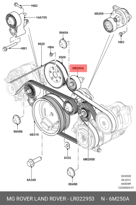 ролик обводной!\ Land Rover Range Rover/Range Rover Sport 4.4 12> LR022953 LAND ROVER