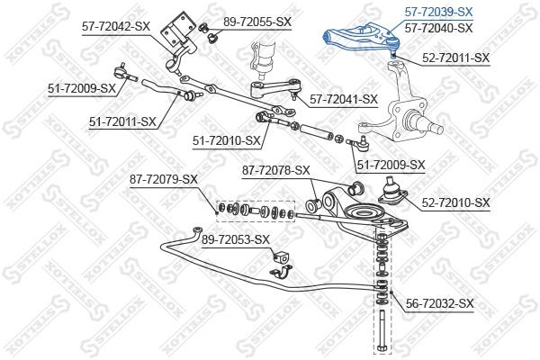 рычаг верхний левый!\ Mitsubishi L200 2WD 86-95 57-72039-SX STELLOX