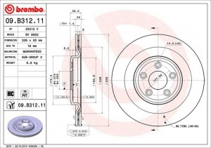 Диск тормозной Brembo Painted Disc 09.B312.11 09.B312.11 BREMBO