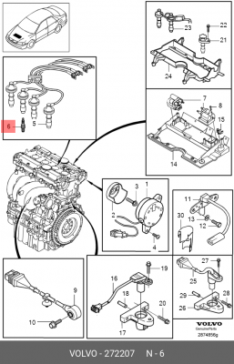 свечи зажигания!к-кт\ Volvo S40 1.6-2.0 97> 272207 VOLVO