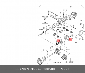 Шайба SSANGYONG Rexton (02-) регулировочная дифференциала (OTR 60.33MM/INR 48MM/ 4203805001 SSANG YONG