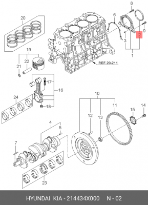 Сальник коленвала KIA Sportage,Carnival (2.9),Bongo 3 (06-) задний (90х110х9) OE 214434X000 HYUNDAI KIA