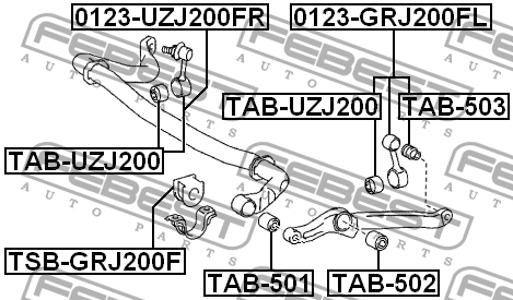 сайлентблок передней тяги!\ Toyota Land Cruiser 200 07> TAB-502 FEBEST