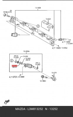 Прокладка MAZDA CX-7 (06-) форсунки OE L3M8-13-252 MAZDA
