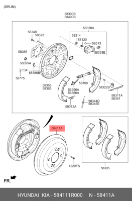 Барабан тормозной HYUNDAI Solaris (11-) KIA Rio (11-) задний (1шт.) OE 584111R000 HYUNDAI KIA