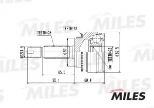 ШРУС наружный MITSUBISHI LANCER IX 1.6 03- (с ABS) (GSP 839141) GA20271 GA20271 MILES