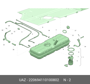 Бак топливный УАЗ-3741 дв.УМЗ-4213 (погружной насос) основной (ОАО УАЗ) 220694110100802 UAZ UAZ