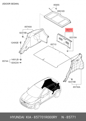 Внутренняя панель багажного отсека 857701R000RY HYUNDAI KIA
