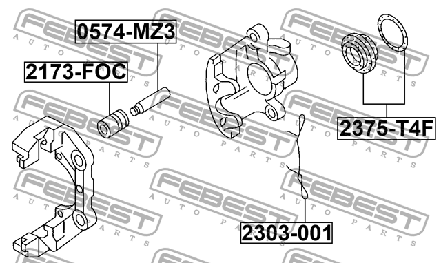 Пружина прижимная тормозных колодок SKODA OCTAVIA 1997-2011 2303-001 2303-001 FEBEST