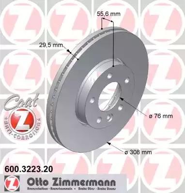 диск тормозной !перед. 308x30/56-5x120 \ VW Multivan/T4 2.0-2.5TDi 03> 600.3223.20 ZIMMERMANN