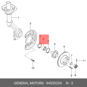 подшипник ступицы перед.\ Daewoo Lanos 1.5 DOHC 96>/Nubira 97> 94535254 DAEWOO