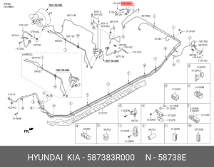 Шланг тормозной KIA Optima (11-) задний правый OE 587383R000 HYUNDAI KIA