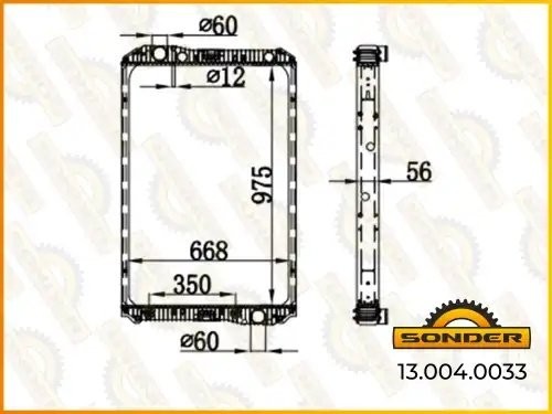Радиатор 975*649*40 MB Axor OM457( с рамкой) Nissens 62571A 130040033 SONDER