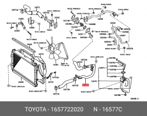 Патрубок системы охлаждения 16577-22020 16577-22020 TOYOTA
