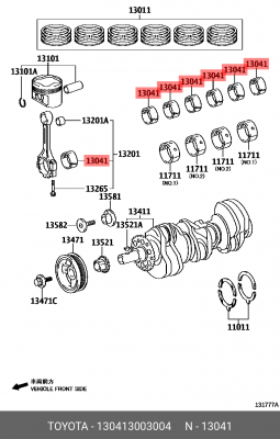 вкладыши шатунные!\ Toyota Land Cruiser Prado/Hilux Surf 3.0TD 1KZ-TE 93> 13041-30030-04 TOYOTA