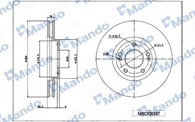 Диск тормозной HYUNDAI Terracan (03-) передний (1шт.) MANDO MBC030198 MANDO