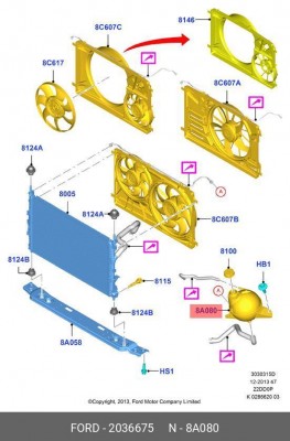 бачок расширительный!\ Ford Transit 12> 2 036 675 FORD