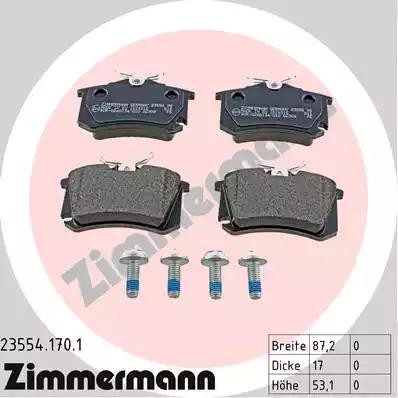 Колодки тормозные VW AUDI SEAT SKODA задние (4шт.) ZIMMERMANN 235541701 ZIMMERMANN