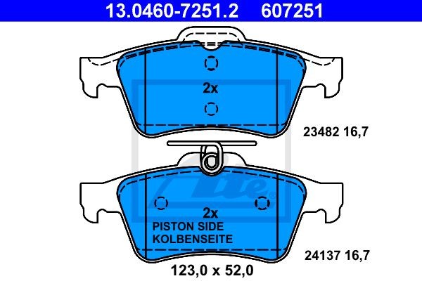 13.0460-7251.2 колодки дисковые з. !\Renault Laguna 07> 13.0460-7251.2 ATE