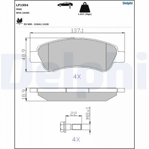 LP1994 колодки дисковые з.\ Citroen Jumper 2.2HDi 06> LP1994 DELPHI