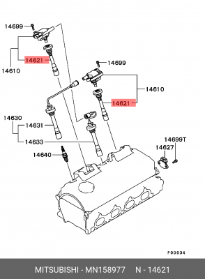 Наконечник MITSUBISHI Carisma провода высоковольтного (2,4 цилиндры) (1шт.) OE MN158977 MITSUBISHI