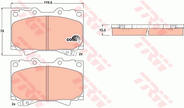Колодки тормозные TOYOTA Land Cruiser передние (4шт.) TRW GDB3197 TRW