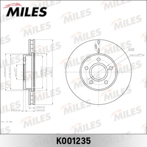 Диск тормозной передний D278мм. FORD FOCUS II/III/C-MAX 03-/ VOLVO S40 04- (TRW  K001235 MILES
